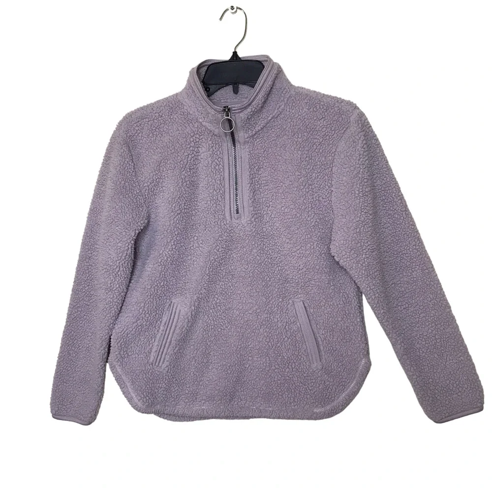 Cuddly Sherpa Sweater Girls 14/16 Purple Lilac Cozy Pullover Long Sleeves‎